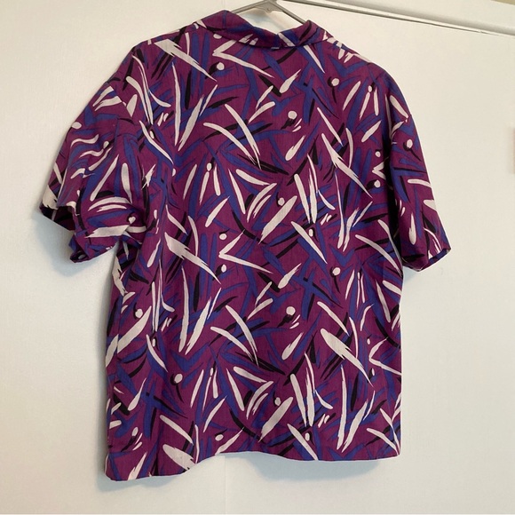 Vintage Catalina Purple Abstract Print Button Down Blouse - Picture 8 of 10